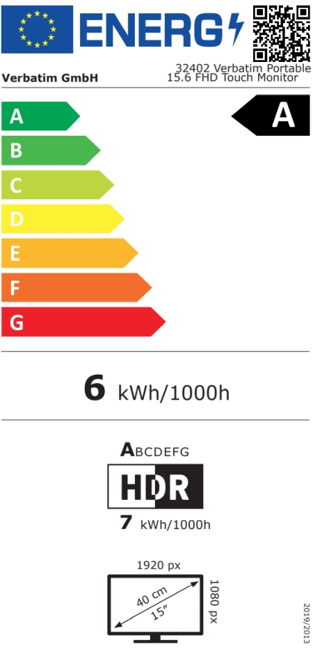 Verbatim Portable 15.6 Touch Monitor LIGHT