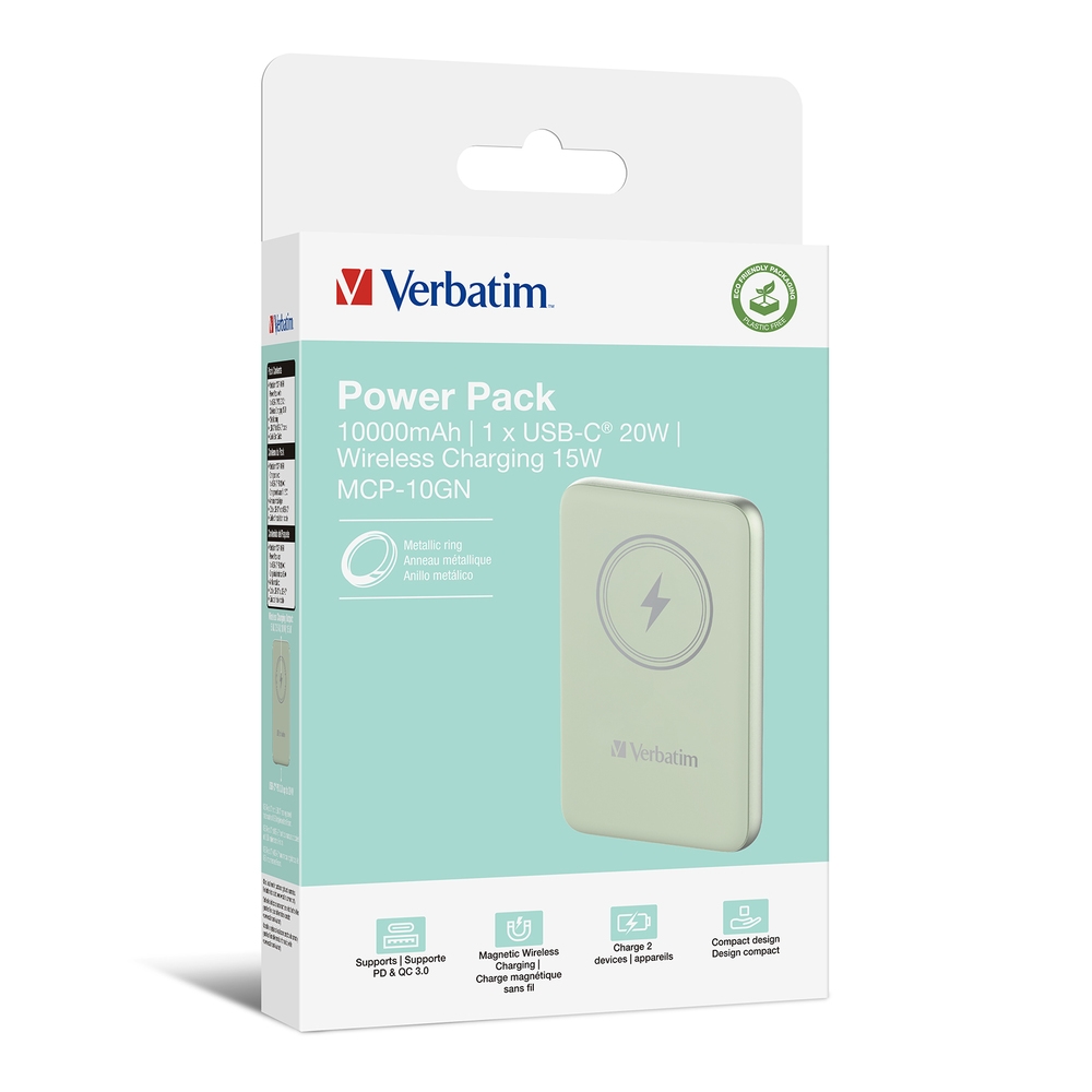 Безжично зарядно MCP-10GN Power Pack 10000mAh 15W Green