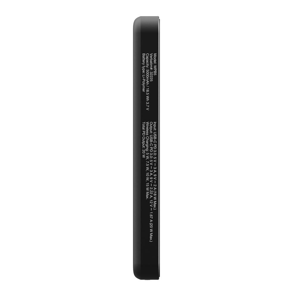 Външна батерия Verbatim Charge n Go Essentials Power Bank Magnetic Wireless 5000mAh черна