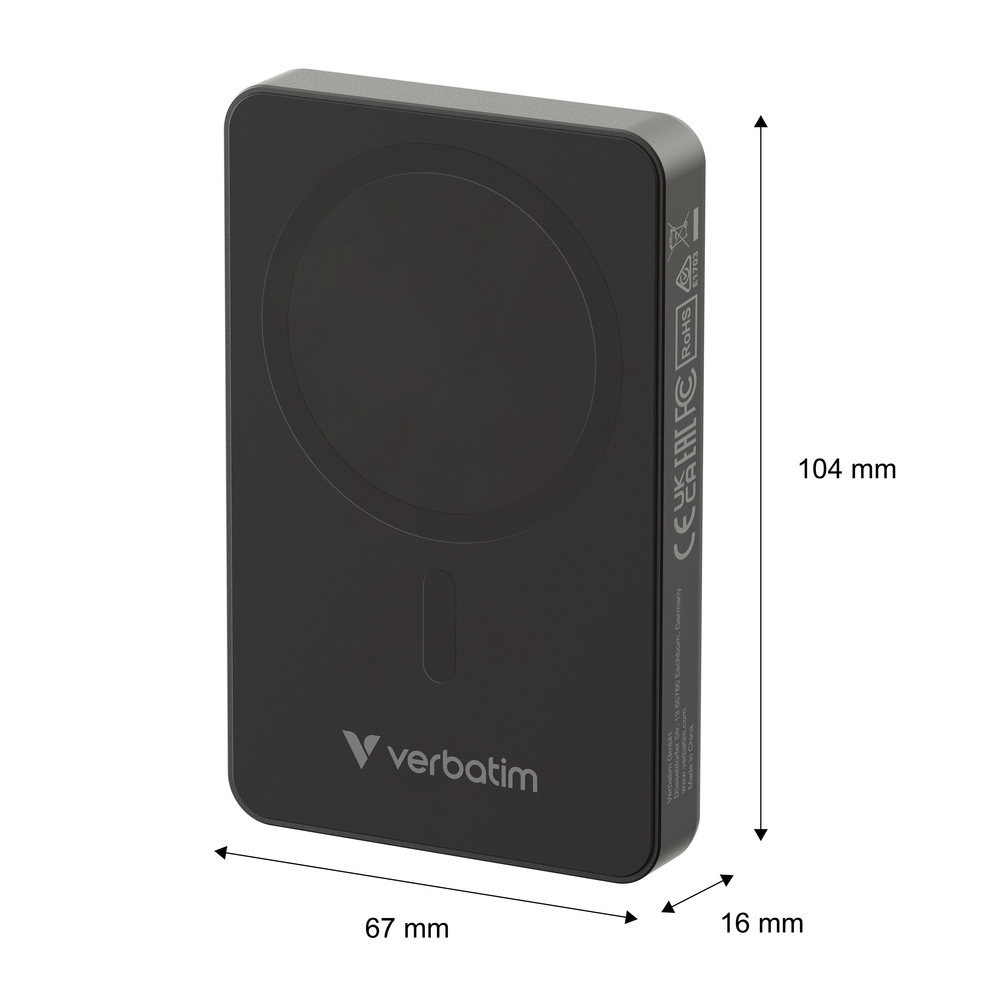 Verbatim Charge n Go Essentials Power Bank Magnetic Wireless 10000mAh Black
